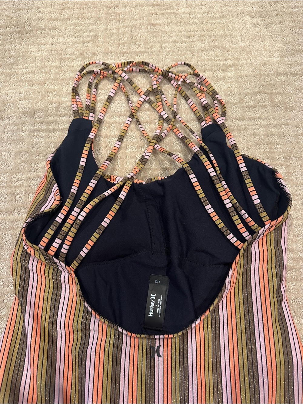 Hurley Multicolor Striped Strappy One-Piece Swimsuit - Picture 2 of 2